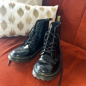 Dr. Martens Black Glitter 8-Eye Lace-Up Boots